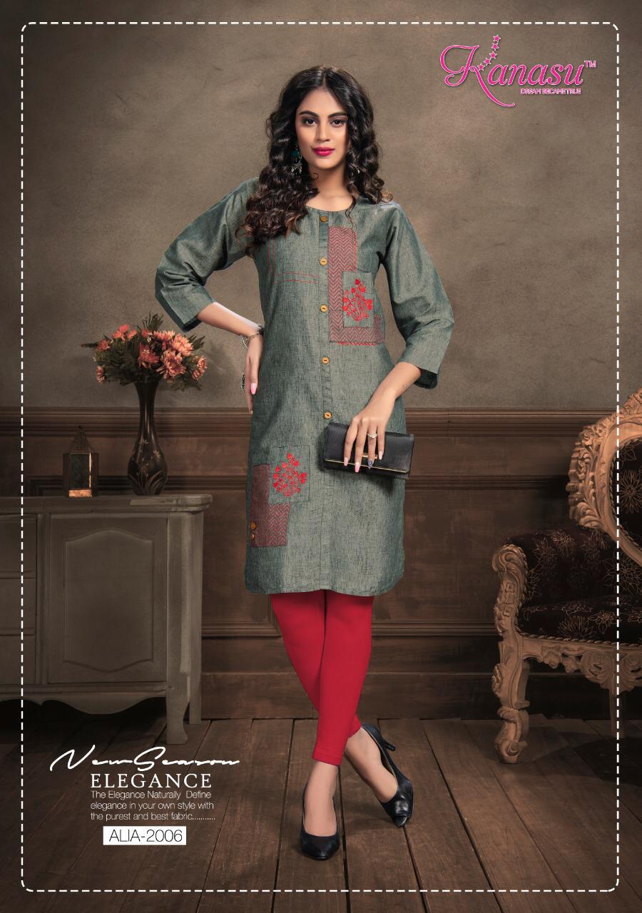 Kanasu Aliia Designer Straight Cut Short Kurti Collection at Wholesale Price